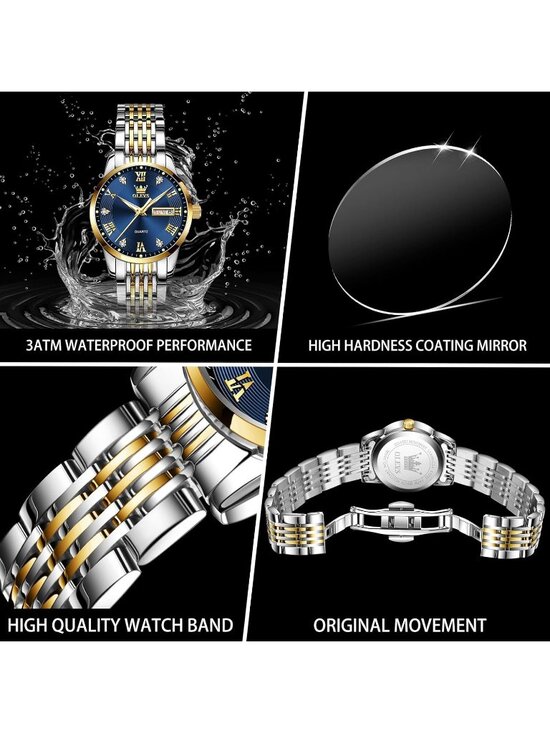 Women\'s Silver And Blue Adjustable Strap Stainless Steel Waterproof Luxury Watch main image 6